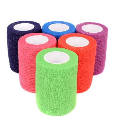 Ever Ready First Aid Self Adherent Cohesive Bandages 3" x 5 Yards - 6 Count, Rainbow Colors 6 Count (Pack of 1)
