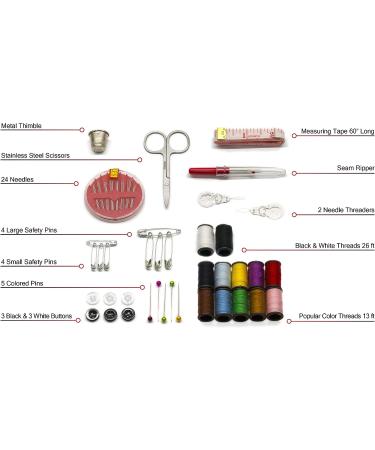 Compact Sewing Kit for Home, Travel, Camping & Emergency - Premium Mini Sew Supplies Set for Kids, Girls, Beginners & Adults - Expansive Case with 100 Extra Pins & Safety Pins - Buy Online on GoSupps.com