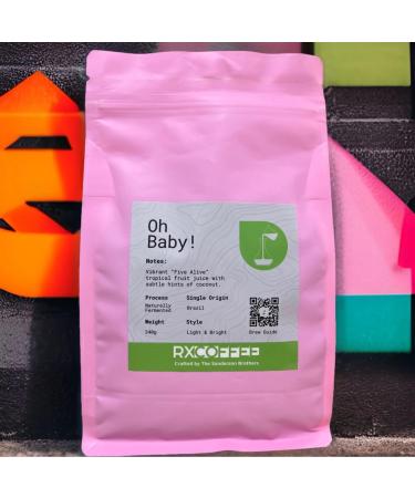 Rx Coffee Oh Baby! Light Roast Whole Bean Coffee 340g/120z - Single Origin Brazil Speialty Coffee - Fruity and bright flavour