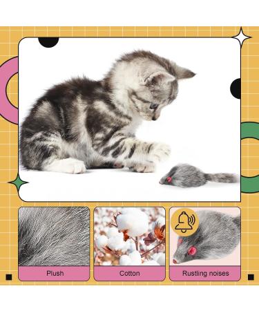 Sunshine Smile 12-Piece Cat Toy Mouse Set | Plush Tails & Fur Mice for All Cat Breeds - International Shipping Available - Buy Online on GoSupps.com