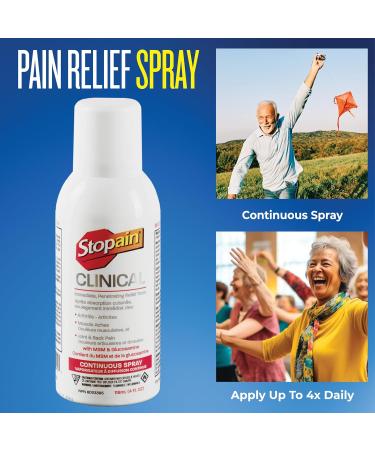 Stopain Pain Relief Clinical Spray 4oz Made in USA Maximum Performance Pain Relief with 10% Menthol plus Glucosamine for Muscle Aches Joint Pain and Arthritis - Buy Online on GoSupps.com