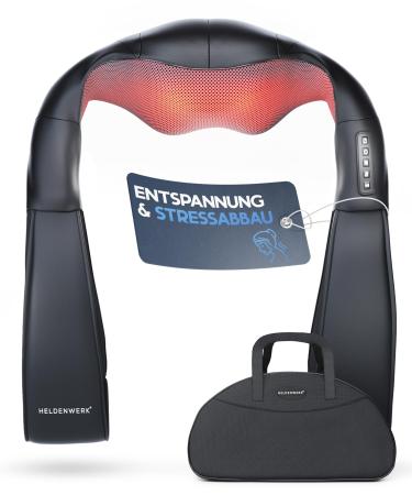 Heroic Massage device shoulder neck massage device with warmth Shiatsu massage device with 4D massage of deep fabric massage for neck back shoulder legs feet black