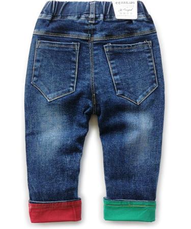 KIDSCOOL SPACE Baby Ripped Jean Toddler Elastic Waist Distressed Denim Pants Blue-2150 | 18-24 Months - Buy Online on GoSupps.com