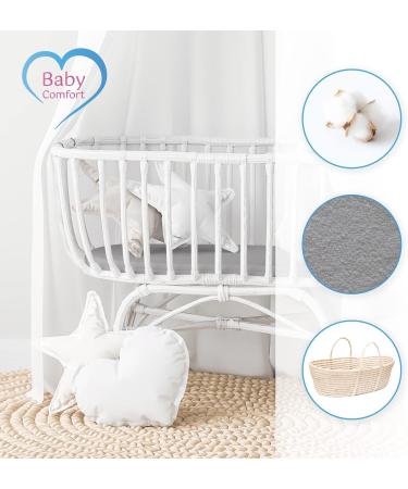 Baby Moses Basket Fitted Sheet 2 Pack - Oval Grey Soft Cotton Sheets for Moses Baskets - Buy Online on GoSupps.com