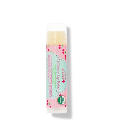 100% PURE Organic Cherry Lip Balm  Moisturizing  Soothing for Dry  Chapped Lips  Made w/Coconut Oil  Vitamin E  Natural Lip Balm - 0.4 oz