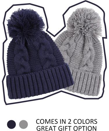 XIAOHAWANG Winter Baby Knit Hat - Navy+Gray, 0-3 Years - Infant Toddler Boys Girls Pompom Cap - Buy Online on GoSupps.com