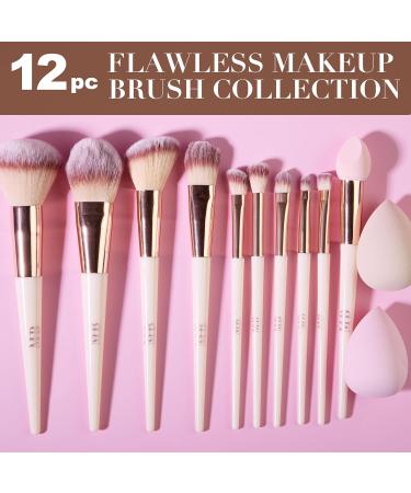 Expressions 12pc Flawless Makeup Brush Set - Vanilla Rose Gold | Premium Glitter Cosmetic Brushes for Contouring & Highlighting - Buy Online on GoSupps.com