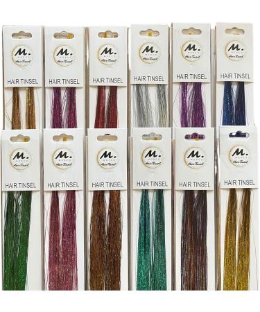 12 Colours of 47 Inches Hair Tinsel with 240 Strands each Tinsel with Tools Girls Shinning Glitter Colored Hair with Full Kit Tinsel Festival Hairs for women Colourful Fairy Tinsel Hair Extensions - Buy Online on GoSupps.com