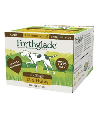 Forthglade Wet Dog Food (12 x 395g) - Grain Free Food with Chicken and Vegetables for Adult Dogs 1 Year and Older - Hypoallergenic Food for Sensitive Dogs
