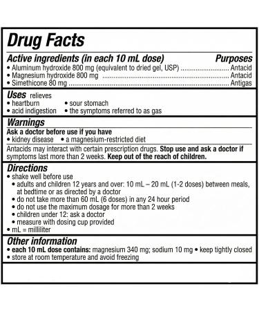 Antacid Liquid Maximum Strength Antiacid Oral Suspension Extra Strength Antacid for Indigestion Heartburn and Bloating Fast-Acting Liquid Relief 12 fl oz (Pack of 1) - Buy Online on GoSupps.com