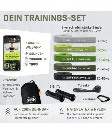 Wild Instincts 5-Piece Fitness Straps Set - Durable Resistance Bands with Handles & Door Anchors for Home Gym Training - Buy Online on GoSupps.com