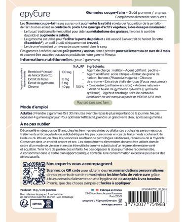 EPYCURE - Sugar-Free Appetite Suppressant Gummies - Increases Satiety Reduces Hunger & Snacking - 99% Natural - Beanblock Fucus Gymne - Buy Online on GoSupps.com