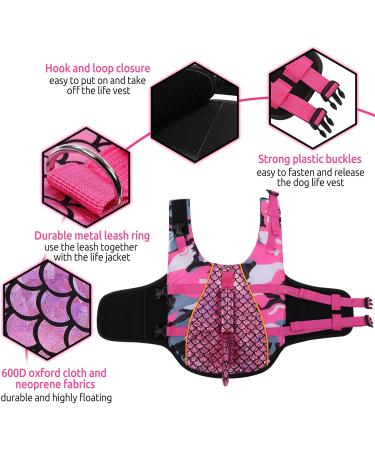 Cit toile Dog Swimming Vest - Reflective Life Jacket for Small Medium & Large Dogs - Pink Camo - Protects Pets While Swimming in Sea Lake & River - Buy Online on GoSupps.com