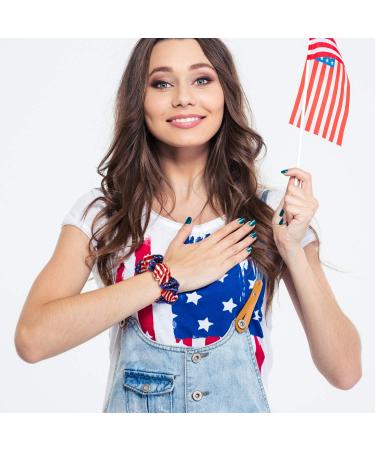 American Flag Hair Scrunchies Set - 6 Pieces Velvet 4th of July Patriotic Hair Accessories for Women and Girls - Buy Online on GoSupps.com