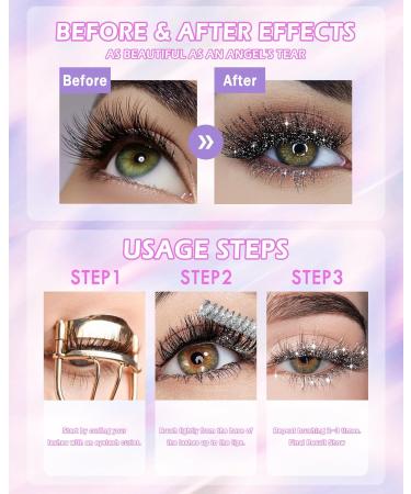 Glitter Diamond Mascara 2 Colors Silver Gold Colored Shimmer Mascara Long Lasting Waterproof Smudge-proof Sparkly Mascara Voluminous & Thickening Eyelashes Makeup for Women Party Stage Use-01+02 - Buy Online on GoSupps.com