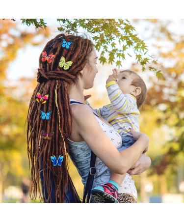 Iridescent Butterfly Dreadlocks Beads - 20 Pieces Hair Cuffs Clips Rings for Women and Girls | Colorful Braiding Hair Jewelry - Buy Online on GoSupps.com
