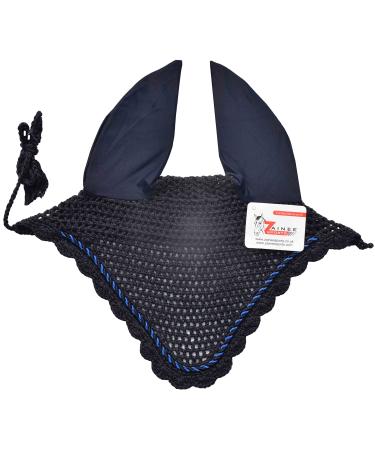 ZAINEE HORSE FLY VEIL EAR BONNET NET BREATHABLE COTTON HAT EQUESTRIAN (Pony Navy) Pony Navy