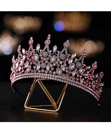 SWEETV Vintage Metal Queen Crown for Women - Wedding Tiara for Bride, Crystal Headpieces in Pink/Purple for Birthday, Quinceanera, Prom - Buy Online on GoSupps.com