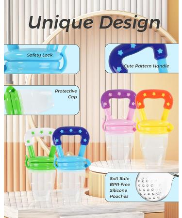 Baby Fruit Feeder Teething Pacifier (4 Pack) - BPA-Free Silicone Pouches for Safe Infant Feeding and Teething Relief - Buy Online on GoSupps.com