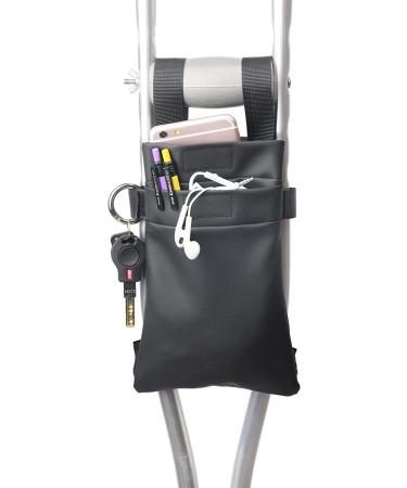 Universal Crutch Bag - Black PU Leather Crutch Carryon Pouch - Buy Online on GoSupps.com