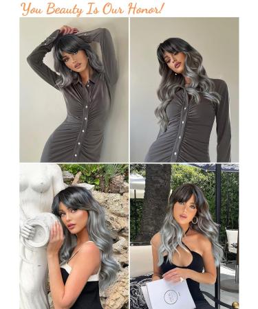 Buy Honybia Gray Ombre Wig - Long Synthetic Heat-Resistant Ponytail for Women | Perfect for Costumes & Parties - Buy Online on GoSupps.com