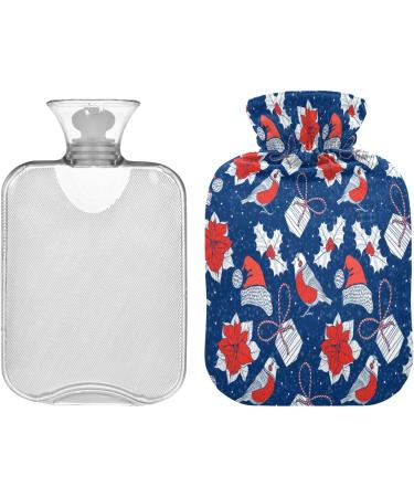 Shop 2L Hot Water Bottle with Poinsettia & Birds | Soft Fleece Cover | Ideal for Heating & Cooling Compresses - Buy Online on GoSupps.com