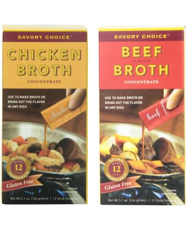 Savory Choice Liquid Chicken and Beef Broth Concentrates, 5.1 Ounce (Pack of 2)