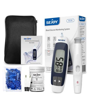 Sejoy Blood Sugar Monitor Blood Glucose Monitors nhs Approved UK Blood Sugar Test Kit Glucose Meter Device Glucometer with 50 Test Strips and 50 Lancets & Case for Home Use Diabetics in mmol/L BG-203