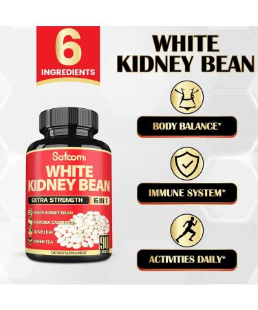 Buy 6 in 1 White Kidney Bean Extract Capsules - 90 Count for Carb Control | Extra Blend with Olive Leaf Green Coffee & Green Tea - 3 Month Supply - Buy Online on GoSupps.com