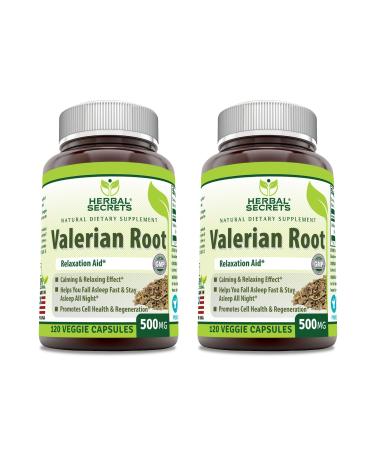 Herbal Secrets Valerian Root 500 Mg Veggie Capsules (Non-GMO)- Relaxation Aid* - Calming & Relaxing Effect, Promotes Cell Health & Regeneration* (120 Count (2 Pack)) 1 Count (Pack of 1)