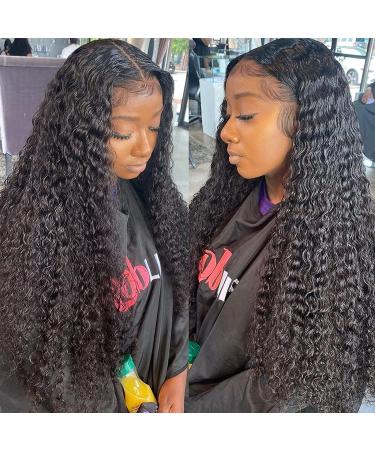 Karbalu 13x4 HD Transparent Deep Wave Lace Front Wig 22 inch - 180% Density Brazilian Human Hair Glueless Wet and Wavy Wig for Women - Pre Plucked Deep Curly Lace Front Wig - Buy Online on GoSupps.com