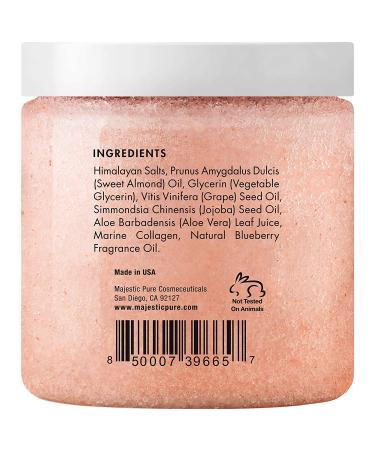 Majestic Pure Himalayan Salt Body Scrub with Collagen & Sweet Almond Oil - Exfoliating & Moisturizing 10 oz - Buy Online on GoSupps.com