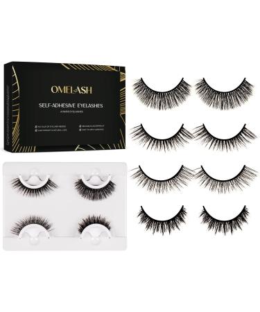 Self Adhesive Eyelashes Reusable False Eyelashes Four Styles Waterproof False Eyelashes (4 Pairs)