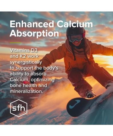SFH K2+D3 & Calcium: The Ultimate 3-in-1 Formula for Bone Immune and Cardiovascular Health 60 Capsules - Buy Online on GoSupps.com