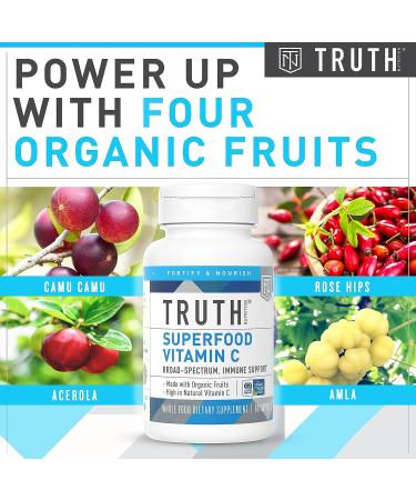 Organic Vitamin C Superfood Blend - 60 Capsules Vegan Supplement with Acerola Cherry, Amla, Rosehip and Camu Camu - Buy Online on GoSupps.com