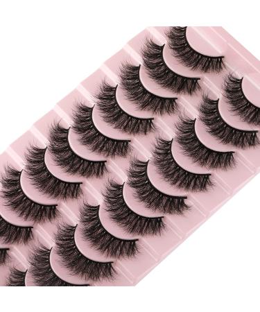 WiwoSEO 10 Pairs Faux Mink Eyelashes - Natural Wispy 3D Effect Fluffy & Curly 16MM - Buy Online on GoSupps.com