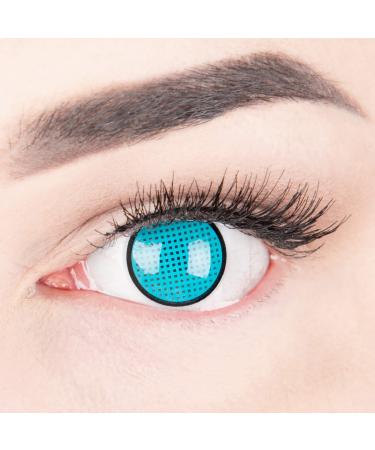 Colored contact lenses Blue Screen Mesh Merealen's annual lenses 1 pair of blue black crazy fun.Top quality for carnival carnival Fastnacht Halloween with contact lens tank without strength