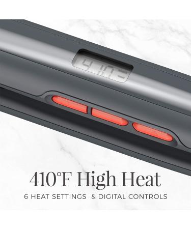 Remington S5500TA Anti-Static Flat Iron | 1 " Floating Ceramic Plates & Digital Controls | Hair Straightener - Grey/Coral | International Shipping Available - Buy Online on GoSupps.com