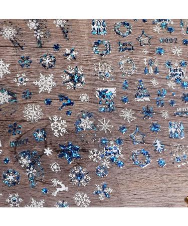 8 Sheets Christmas Nail Art Stickers Decals Self-Adhesive Laser Blue White Winter Snowflakes Nail Supplies Nail Art Design Decoration Accessories - Buy Online on GoSupps.com
