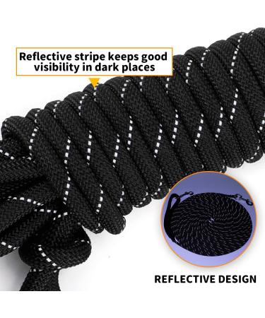 Pettom Reflective Dog Leash - 5m Training Line with Hand Loop & 2 Carabiners for Small to Medium Dogs - Durable Black Rope Leash - Buy Online on GoSupps.com