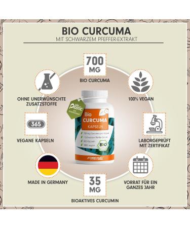 Organic Bio Curcuma Capsules - 365 High-Dose 700mg with 35mg Curcumin & Black Pepper - 1 Year Supply - Buy Online on GoSupps.com