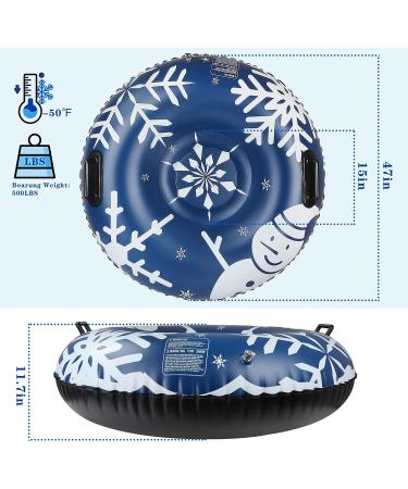 Dilonfi 47 Inch Inflatable Snow Tube Sled - Heavy Duty Winter Toy for Kids and Adults - Blue - Buy Online on GoSupps.com