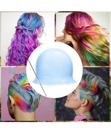 3 Pieces Reusable Silicone Hair Staining Cap for Hair Coloring - Multicolor Dye Cap with Metal Hook - Salon Quality Hairdressing Tools (Blue/White/Purple) - Buy Online on GoSupps.com