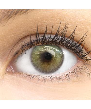 Limone Gray Natural Gray Green Contact Lenses - Silicone Comfort - 1 Pair (2 Pieces) - Dia 14.20 - No Prescription - GlamLens Container Included - Buy Online on GoSupps.com