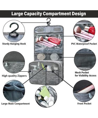 Hanging Toiletry Bag Large Capacity Waterproof Travel Cosmetic Storage Bag - Grey - Buy Online on GoSupps.com