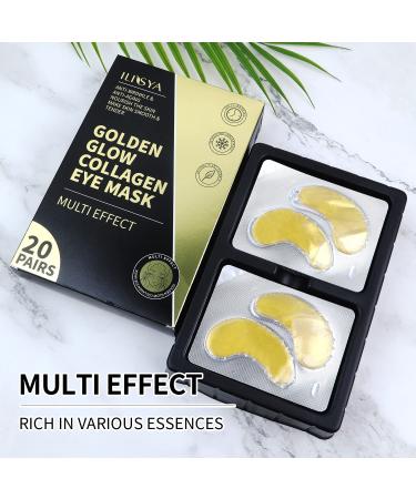 Golden Collagen Under Eye Masks - Anti-Wrinkle Anti-Aging Gel Pads for Fine Lines | 20 Pairs - Buy Online on GoSupps.com
