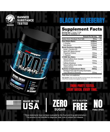 PROSUPPS Mr. Hyde Nightmare Pre Workout Powder with Caffeine & Beta Alanine - Preworkout for Intense Energy Mental Focus & Performance - Gym & Fitness Supplements (Black N' Blueberry 30 Servings) - Buy Online on GoSupps.com