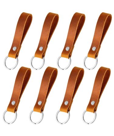 Nuen 4 pieces leather key rings metal key ring with leather trailer leather strap keychain keychain keychain with leather loop leather lactor with a clapping ring for car keys 8 classic
