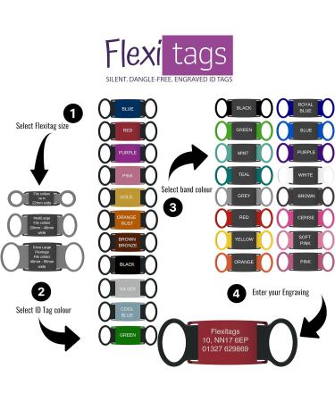 Flexitags Personalised Silent Slide on Dangle-Free Dog ID Tag Deep Diamond Tip Engraved for Durability Ideal for Active Dogs 150+ Colour Combinations Large Black - Buy Online on GoSupps.com