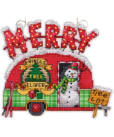 Dimensions Holiday Truck Cross Stitch Kit | 14 Count Plastic Canvas | 4pc Ornaments Set - Buy Online on GoSupps.com